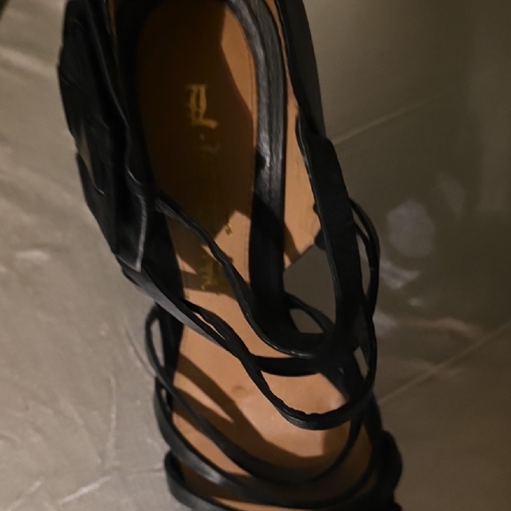 L.A.M.B. Black Strappy Heels - Picture 2 of 10